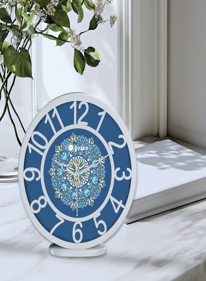Bosco Modern Non Ticking Silent, Royal Blue dial with White Border, 20 CM Table Cum Round Wall Clock for Home, Living Room, Bed Room, Office and Kitchen - BWC-1206 - Image 1